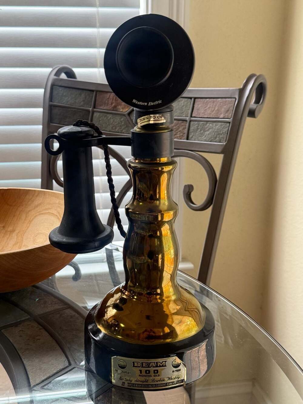 Vintage 1978 Jim Beam 1897 Desk Set Telephone Candlestick Whiskey Decanter